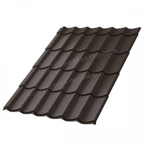 Металлочерепица МеталлПрофиль МП Ламонтерра-X (VALORI-20-DarkBrown-0.5)
