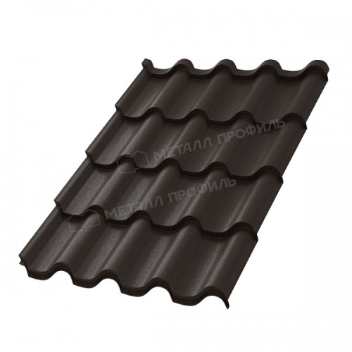 Металлочерепица МеталлПрофиль МП Монтерроса-ML (VALORI-20-DarkBrown-0.5)