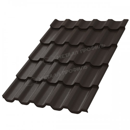 Металлочерепица МеталлПрофиль МП Трамонтана-XL (VALORI-20-DarkBrown-0.5)