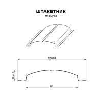Штакетник металлический МеталлПрофиль МП ELLIPSE-O 19х126 (ECOSTEEL-01-Лиственница-0.5)