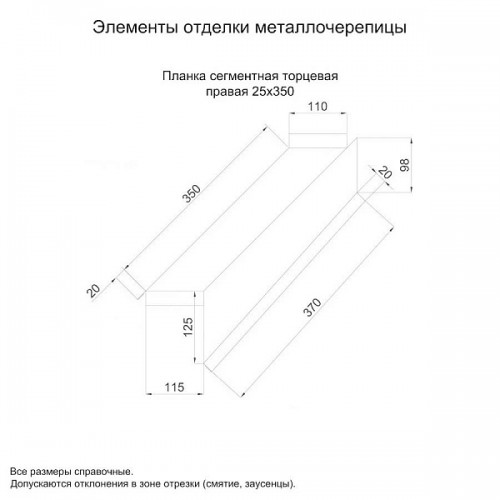МеталлПрофиль Планка сегментная торцевая правая 350 мм (PURMAN-20-3005-0.5)