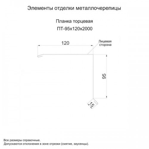 МеталлПрофиль Планка торцевая 95х120х2000 (ПЭ-01-7004-0.4)