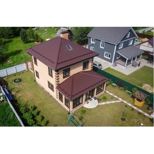 Металлочерепица классик Grand Line 0,5 PurLite Matt RAL 8017 шоколад