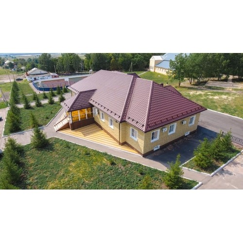 Металлочерепица "Камея" ("Kamea") в01 0,5 Сатин матовый RAL 3005 красное вино