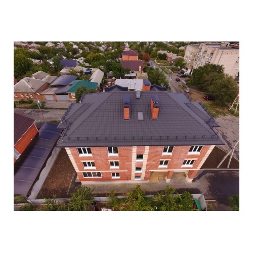 Металлочерепица "Кредо" ("Kredo") в01 0,5 Rooftop Бархат RAL 7024 мокрый асфальт