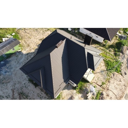 Металлочерепица "Квинта плюс" ("Kvinta plus") 0,5 Rooftop Бархат RR 32 темно-коричневый