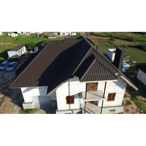 Металлочерепица "Квинта плюс" ("Kvinta plus") 0,5 Rooftop Бархат RR 32 темно-коричневый