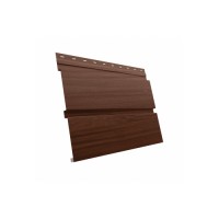 Сайдинг металлический Квадро Брус в01 Grand Line 0,45 Принт Элит с пленкой Шоколадное дерево TwinColor