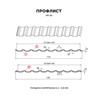 Профилированный лист МеталлПрофиль МП-20x1100-A (ECOSTEEL_T-12-Золотой Орех-0,45)