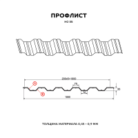 Профилированный лист МеталлПрофиль НС-35х1000-A (ПЭ-01-7042-0,7)