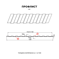 Профилированный лист МеталлПрофиль С-8x1150-B (ECOSTEEL_T-12-Золотой Орех-0,45)