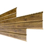 Сайдинг МеталлПрофиль Lбрус-XL-В-14х335 (ECOSTEEL_T-12-Дуб-0.45)